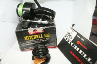 Vintage Garcia Mitchell 300 Spinning Reel W/box,  Extra Spool,  Booklet