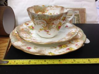 Athens Pattern Staffordshire Antique Teacup Trio Number Three Set