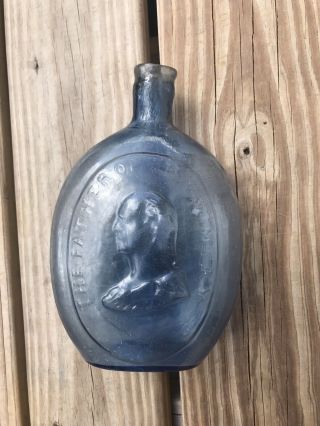 Dyottville George Washington General Taylor Pint Flask Rare Blue Color