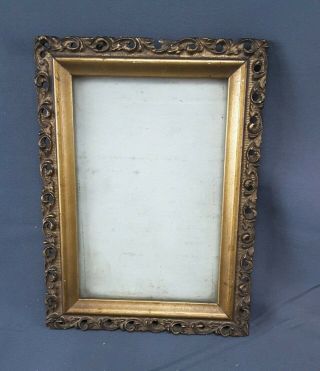 Small Antique Carved Wooden Picture Frame 7.  5 X 5.  5 Inch With Glass Pane