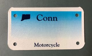 Connecticut Motorcycle Blank Sample License Plate Rare Collectors Piece Blue 90s