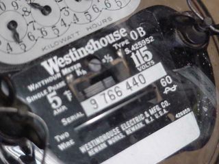 Antique Westinghouse Type OB Watthour Meter 5 Amp 115 Volts 1920s 2
