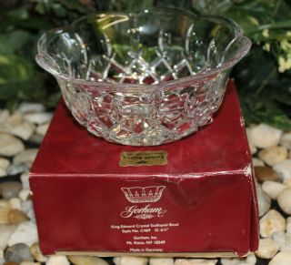 Rare Vintage Gorham Germany Crystal 6 1/4 " King Edward Scalloped Dish Bowl