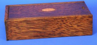 Vintage Carved Treen Wooden Box Sliding Lid 23x12.  5x6cm [17286]