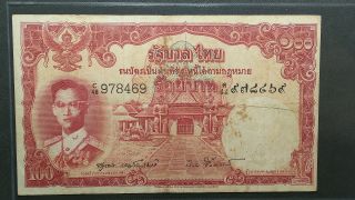 Thailand 1955 King Rama Ix 100 Baht C48 978469 P - 78d.  3 Signed 40 Very Rare