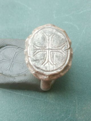 Rare,  Crusader Templar Cross Ring Europe 12 - 14 Century Ad,  Medieval,  Silver