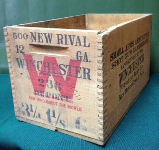 Vintage Rare Winchester Rival 12 Gauge Early Wood Crate Shot Shell Ammo Box
