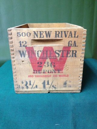 VINTAGE RARE WINCHESTER RIVAL 12 GAUGE EARLY WOOD CRATE SHOT SHELL AMMO BOX 2