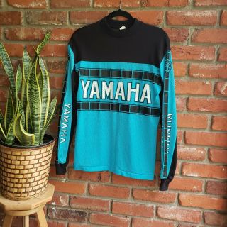 Vintage 70s Yamaha Motocross Jersey Blue Mx Dirt Bike Racing Vintage Mens M Rare