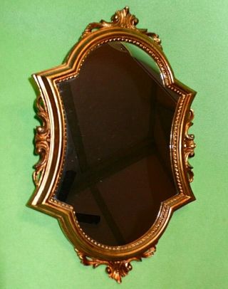 Vintage Italian Italy Mirror With Ornate Gilded Gold Border.  14 3/4 " H X 9 5/8