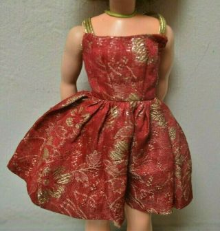 Tammy Red Fur Formal Dress Clothes Pepper Ec Rare Vintage Tag Doll Ideal Japan