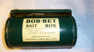 Antique Metal Bob - Bet Bait Box Fishing Equipment Worn On Belt