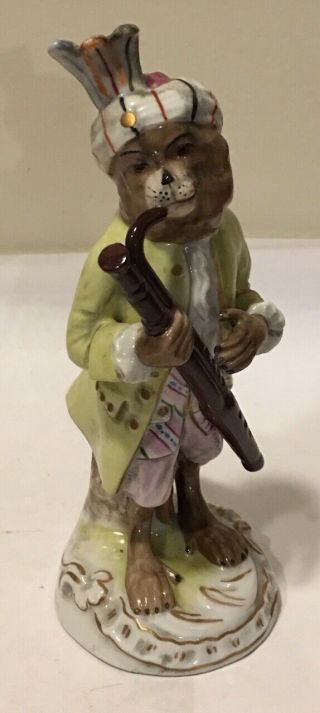 Porcelain Monkey Playing Bassoon 6 Inches Tall Meissen