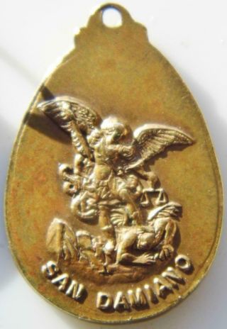 Rare San Damiano Archangel Michael & Mother Of The Rosary Holy Medal Franciscan