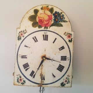 Rare Early 19th C Pa German Wag On The Wall Painted Clock 1810 - 1830