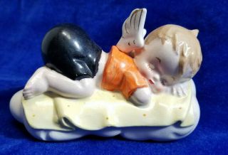 1950s Napco Baby Boy Angel Butt In Air Sleeping On Cloud Figurine S1741b Rare