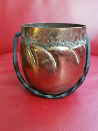 Arts And Crafts Copper Pot With Wrought Iron Handle.