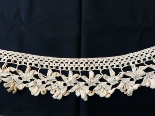 Vintage Handmade Crocheted Lace Trim Edging Floral Off White 95 " X4.  5 "
