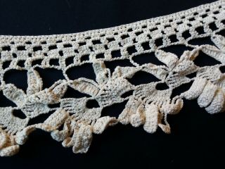 Vintage Handmade Crocheted Lace Trim Edging Floral Off white 95 