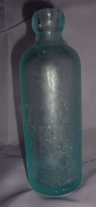 Vtg Antique Martin R Styer Soda Bottle M.  R.  S.  Aqua Blue Blob Top Rare No.  5 Glass