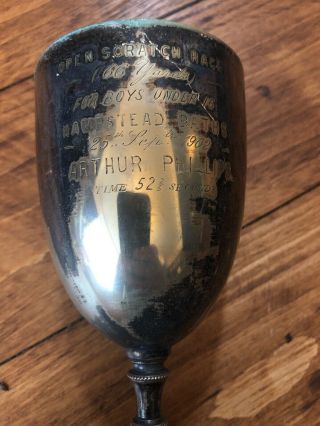 Silver Plated Prize Goblet.  Hampstead Baths Boys Swimming Race 1902