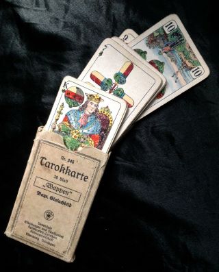 Rare Antique Vintage C1940 German Tarot Playing Cards 32/36 Wappen