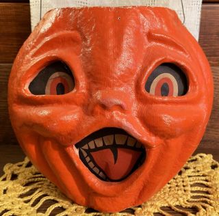 Vintage Halloween Paper Mache Pulp Choir Boy Jack O Lantern Rare Insert