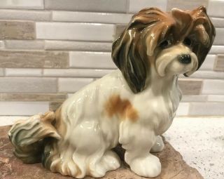 Vintage Karl Ens Volkstedt Lhasa Apso Figurine 5” Dog Rare And Lovely