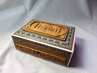 A Vintage Micro Mosaic Carved Wooden Box Depicting The Taj Mahal In India