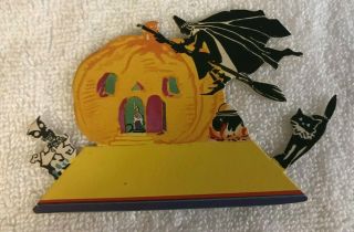 Very Rare Vintage Halloween 1920s Henderson Line (marked) Witch Placecard 4 "