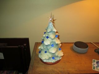 Rare Vintage Paper Mache Blue Christmas Tree Light 8 1/2 