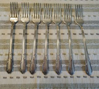 Oneida Meadowbrook Heather Set Of 7 Grille Forks Wm A Rogers Silverplate