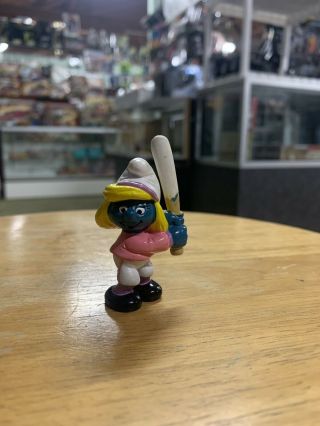 Smurfs Baseball Smurfette 20186 Smurf Rare Vintage Figure Pvc Schleich Figurine