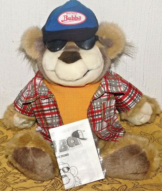 Mattel Real Talkin Bubba Burgundy Shirt Glasses Talking Plush Bear 2004 Rare