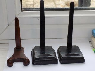 3 X Antique Or Vintage Chinese Hand Carved Wooden Plate Display Stands