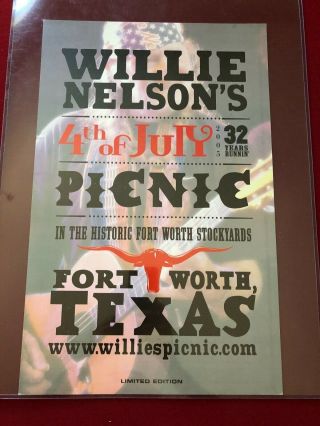 Willie Nelson Poster 4th Of July Picnic Poster Concert Limited Edition Rare