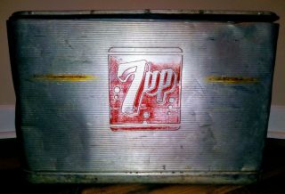 Rare Vintage 1960s Aluminum 7 - Up Cooler With Hinges,  Latch And Drain 7up