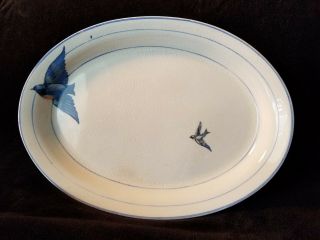 Bluebird China Platter La Francaise C.  1918 Porcelain China Rare Pattern 11x9 "