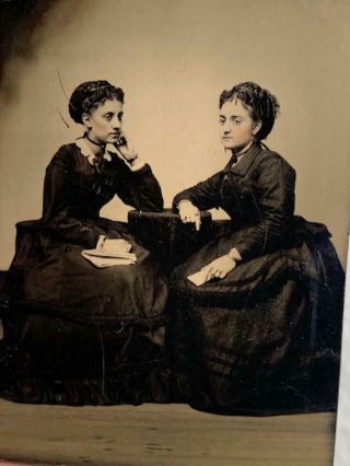 Antique Tintype Photo 2 Civil War Era Women