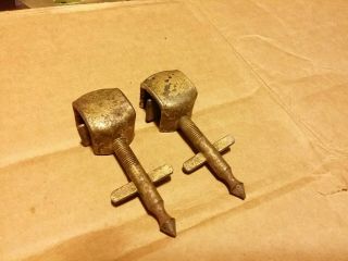 2 Rare Vintage Ludwig Wfl Bass Drum Clamp On Threaded Spurs Legs 40s 50s
