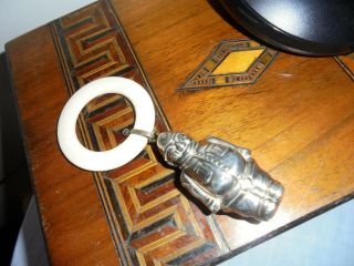 Antique E.  P.  N.  S " Policeman " Baby Rattle With Teething Ring