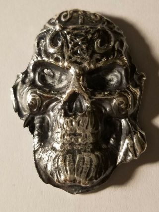 Jp Metals Silver Skull, .  999 1 Oz.  - Hand Poured - Very Rare - Piece Of Art