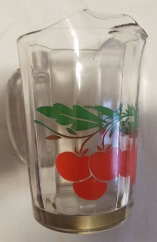 Rare,  Antique,  Vintage Retro Juice Pitcher With Tomato Motif 6 3/4 Tall H.  T.  F.