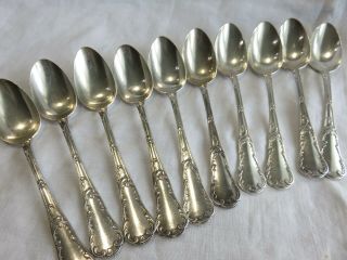 10 Antique Christofle Silver Plated Spoons Louis Xv Chrysanthemum Pattern