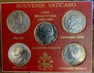 Rare Citta Del Vaticano - Souvenir I Papi Nella Storia 1939 - 1996 Five Coin Set