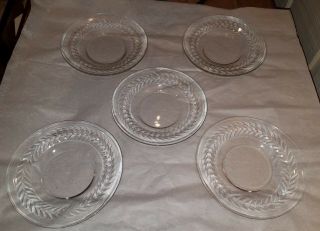 Set Of 5 Vintage 6  Cut Crystal Glass Dessert Salad Plates Euc