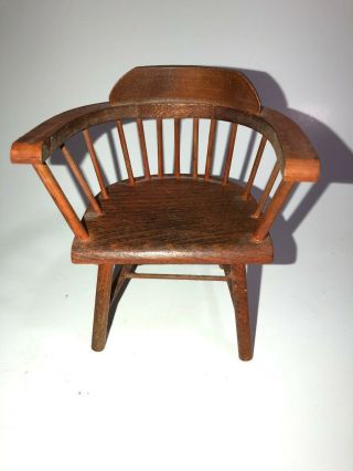 Vintage Wood Crafted Miniature Doll Wooden Windsor Chair 1:6 Scale Antique Vtg