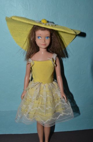 Vintage Barbie - Brunette Straight Leg Skipper Doll In Flower Girl Dress - Tlc