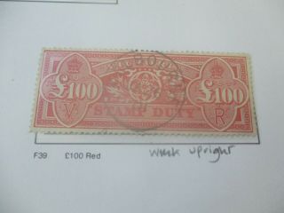 Victoria Stamps: £100 Stamp Duty Cto - Rare (f238)