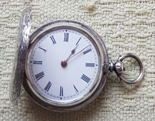 Antique Victorian 0.  935 Solid Silver Full Hunter Cased Pocket Watch